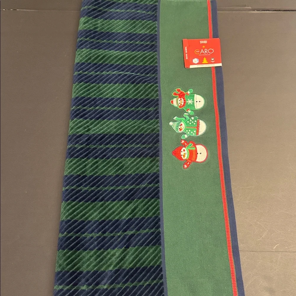 💥2pc CARO HOME Striped Snowman Bath Towel Set - Holiday Collection